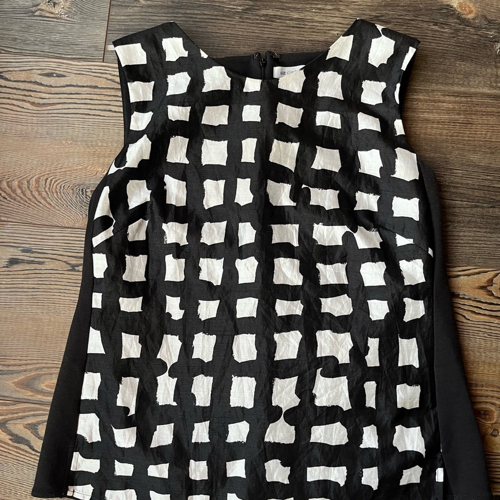 Liz Claiborne Black and White Sleeveless Printed Tank